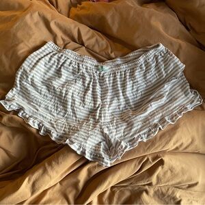 PJ COUTURE - White & Gray Stripe Pajamas PJ Sleeping Lounge Shorts - SUPER SOFT!